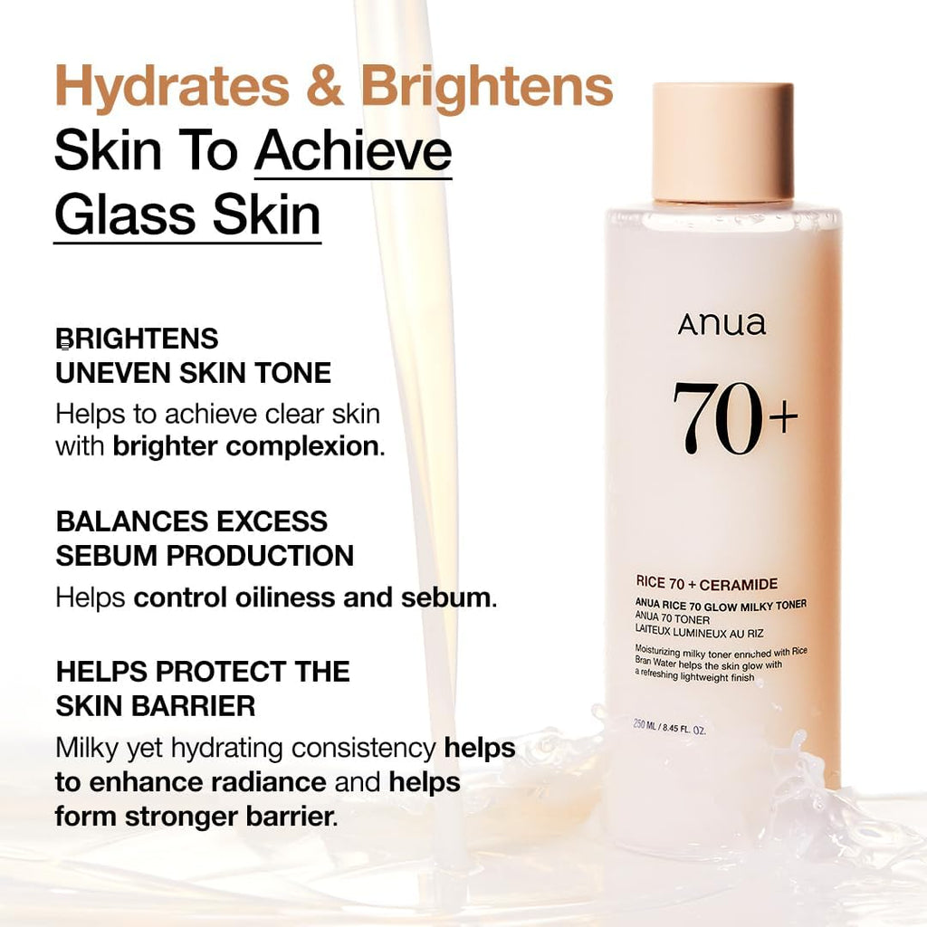 Anua Rice 70 Glow Milky Toner 250ml – Brightening Hydrating Toner