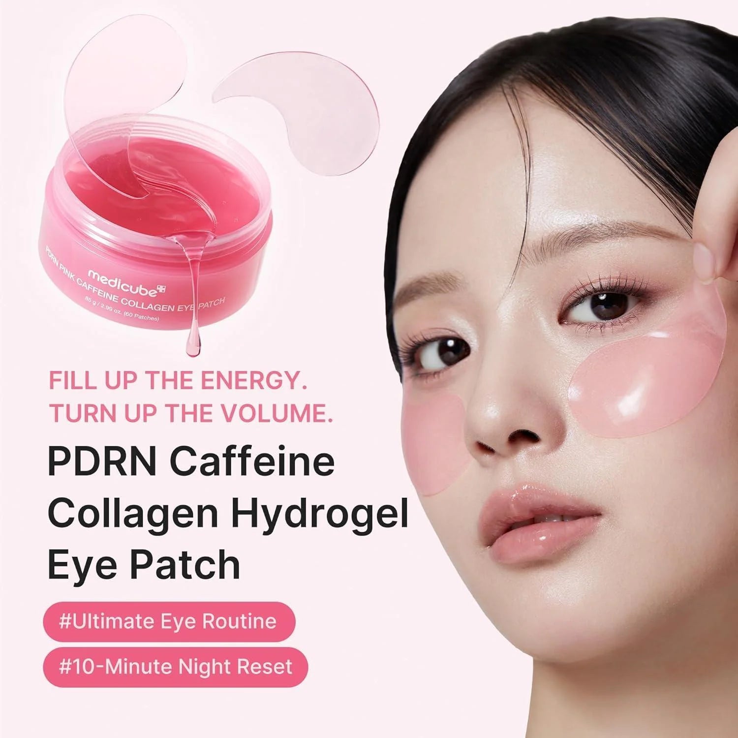 medicube PDRN Pink Caffeine Collagen Eye Patch 85g (60 Patches) | Firming & Brightening Hydrogel Eye Patches