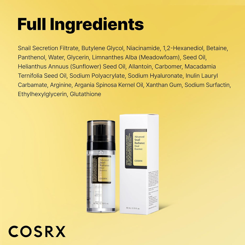 COSRX Advanced Snail Radiance Dual Essence 80ml – Snail Mucin Brightening Serum