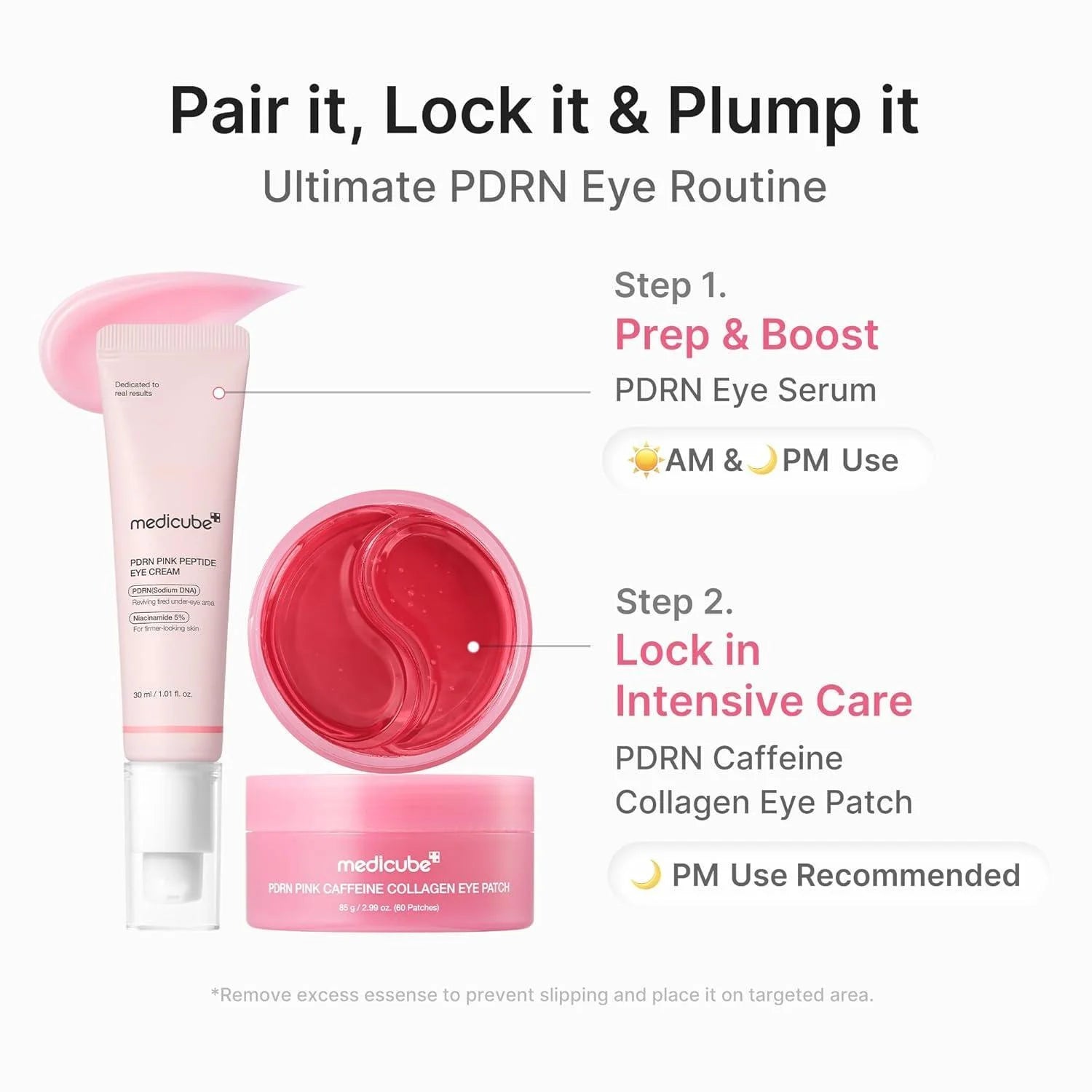 medicube PDRN Pink Caffeine Collagen Eye Patch 85g (60 Patches) | Firming & Brightening Hydrogel Eye Patches