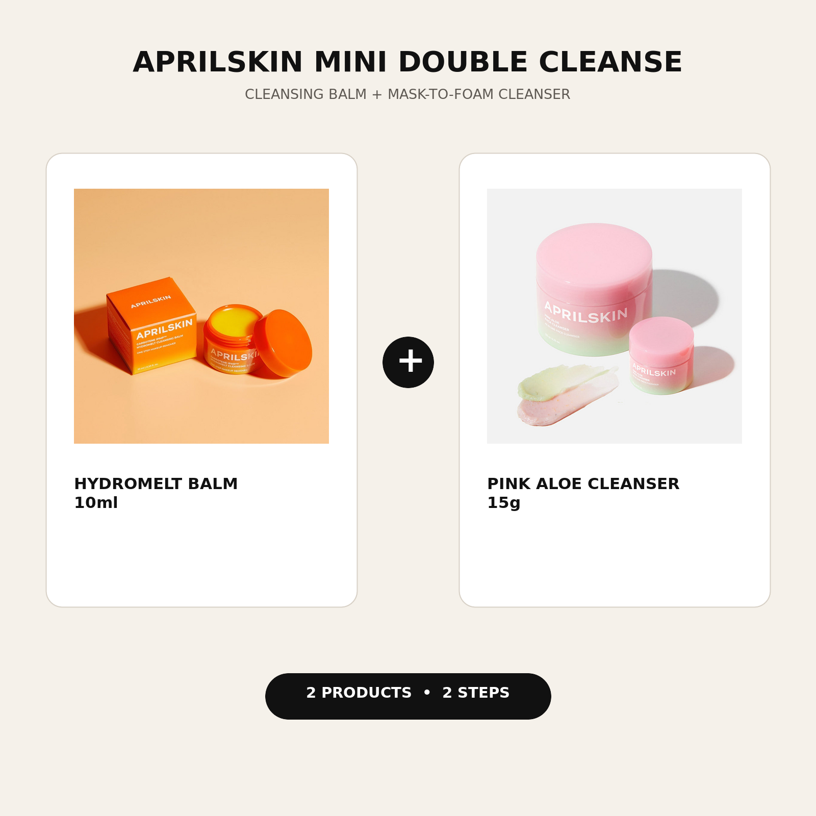 APRILSKIN Mini Double Cleanse Travel Duo with cleansing balm and mask-to-foam cleanser