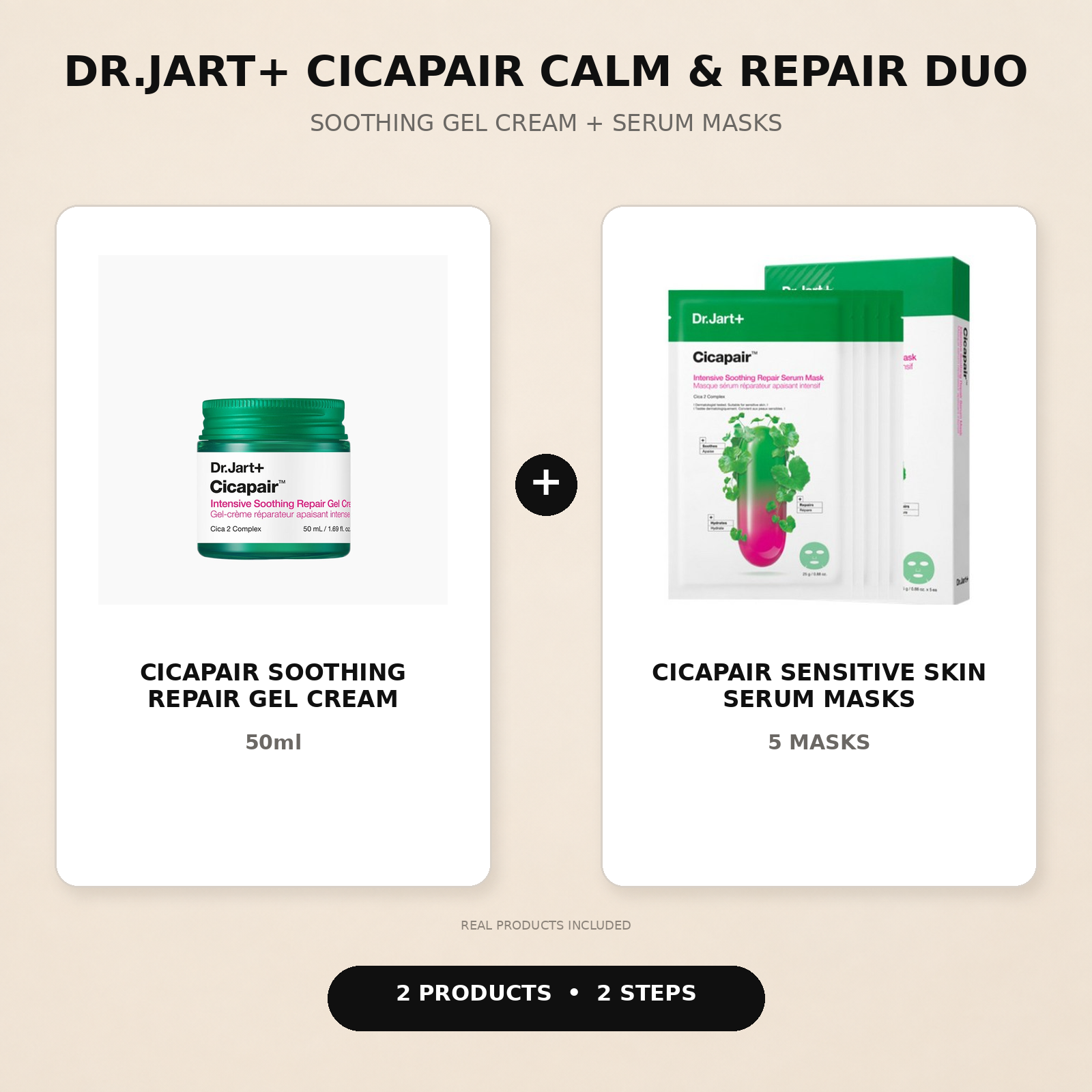 Dr.Jart Cicapair Calm and Repair Duo with gel cream and five serum masks