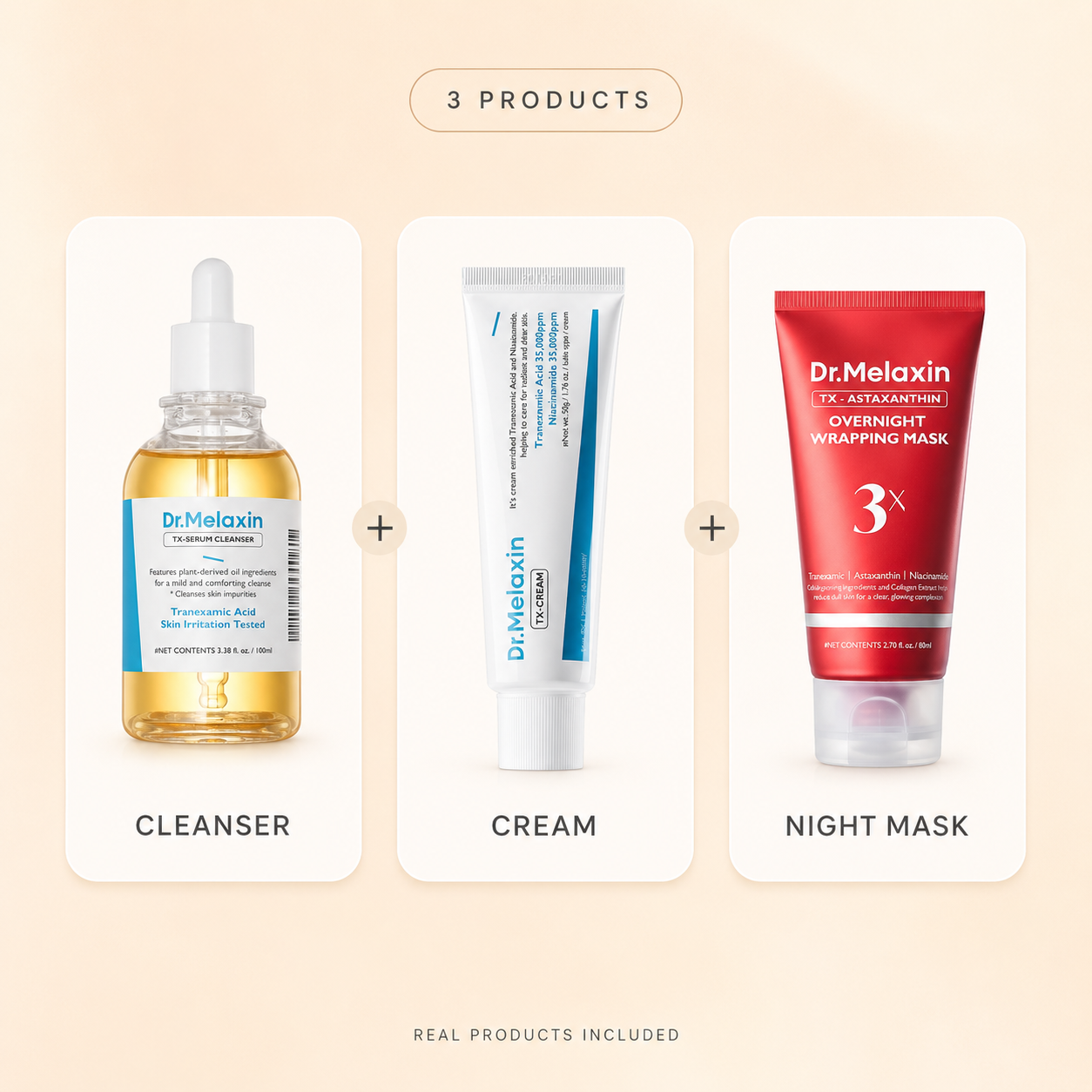 Dr.Melaxin TX Dark Spot Night Ritual with three products