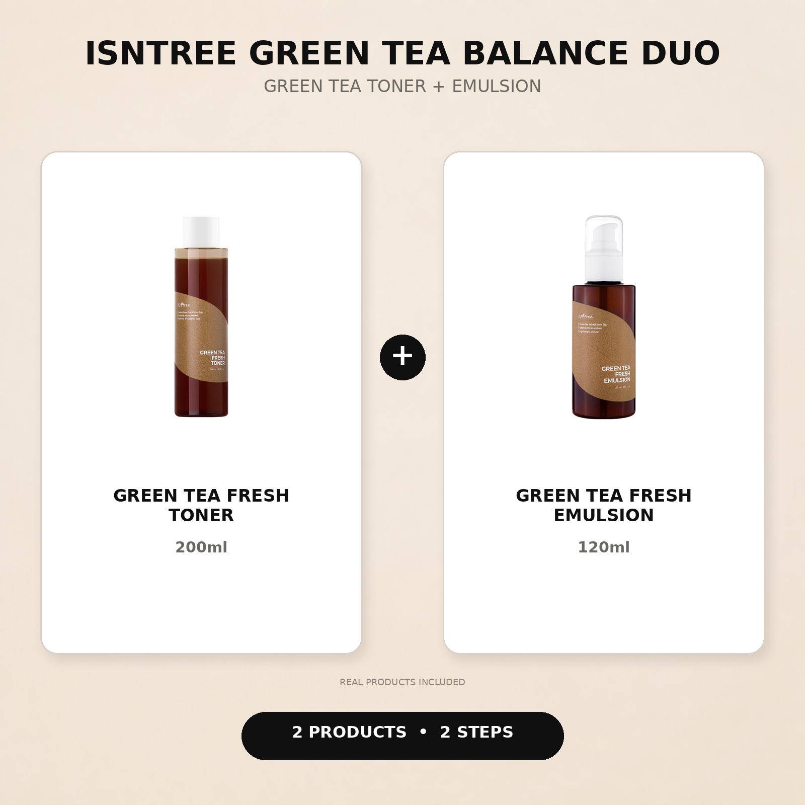 Isntree Green Tea Balance Duo with toner and emulsion