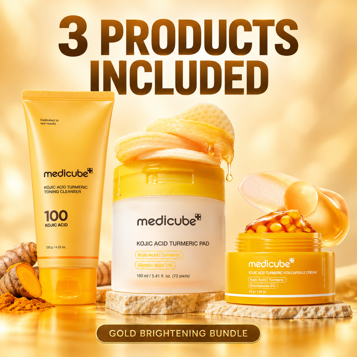 Medicube Gold Brightening Bundle — 3 products included