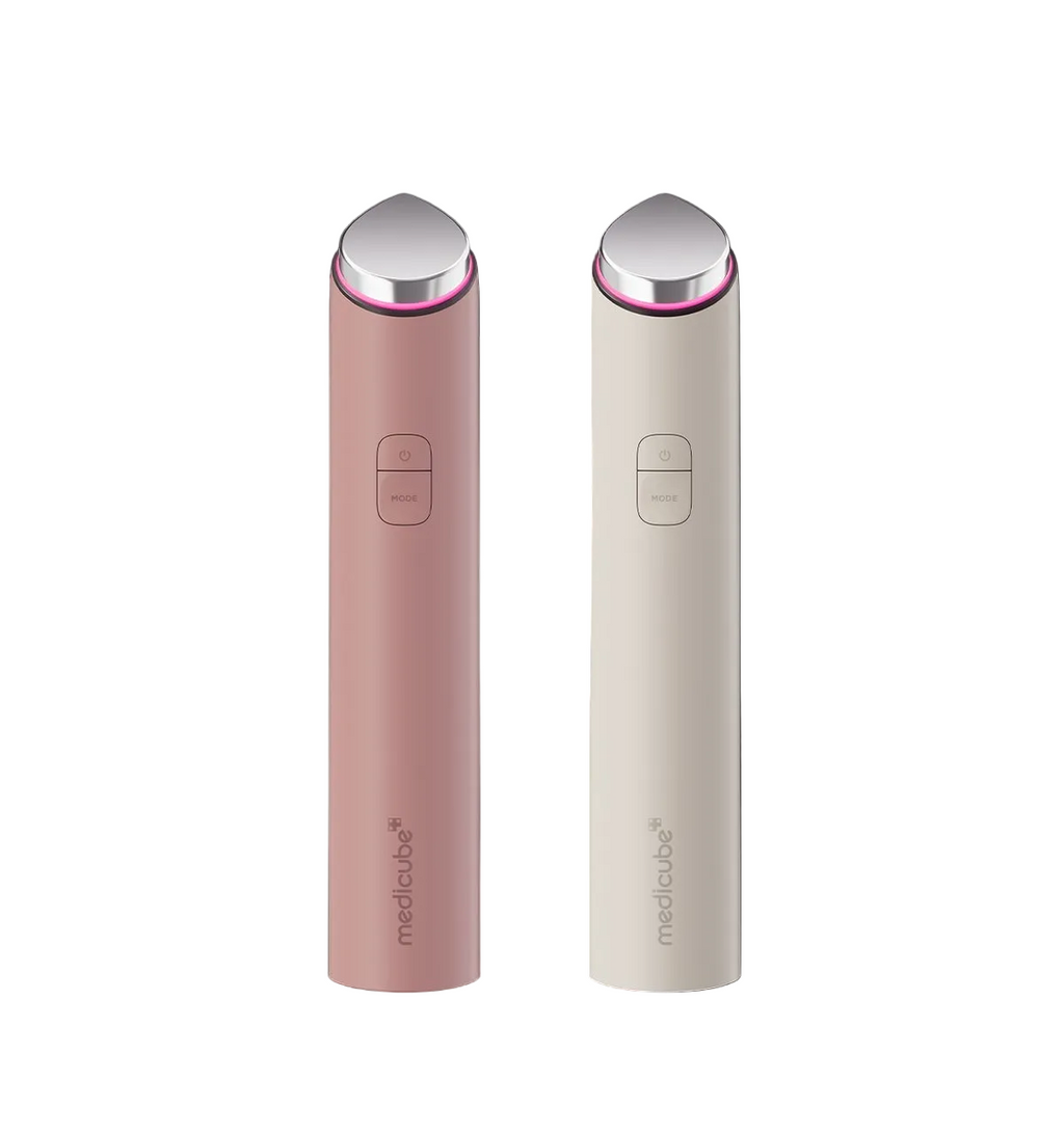 medicube AGE-R Booster Glow device in Rose Pink and Gray