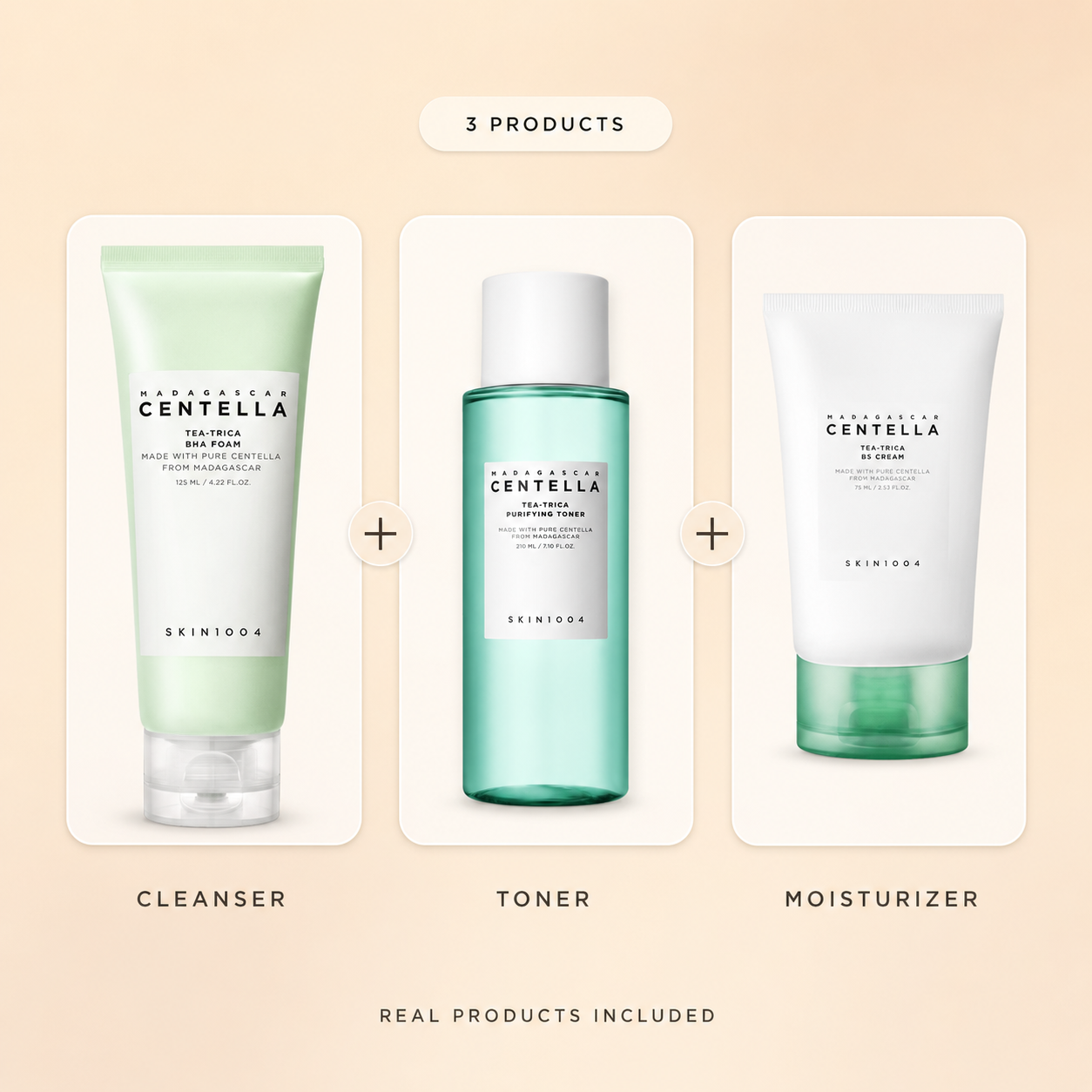 SKIN1004 Tea-Trica Clear Skin Routine with cleanser, toner and moisturizer