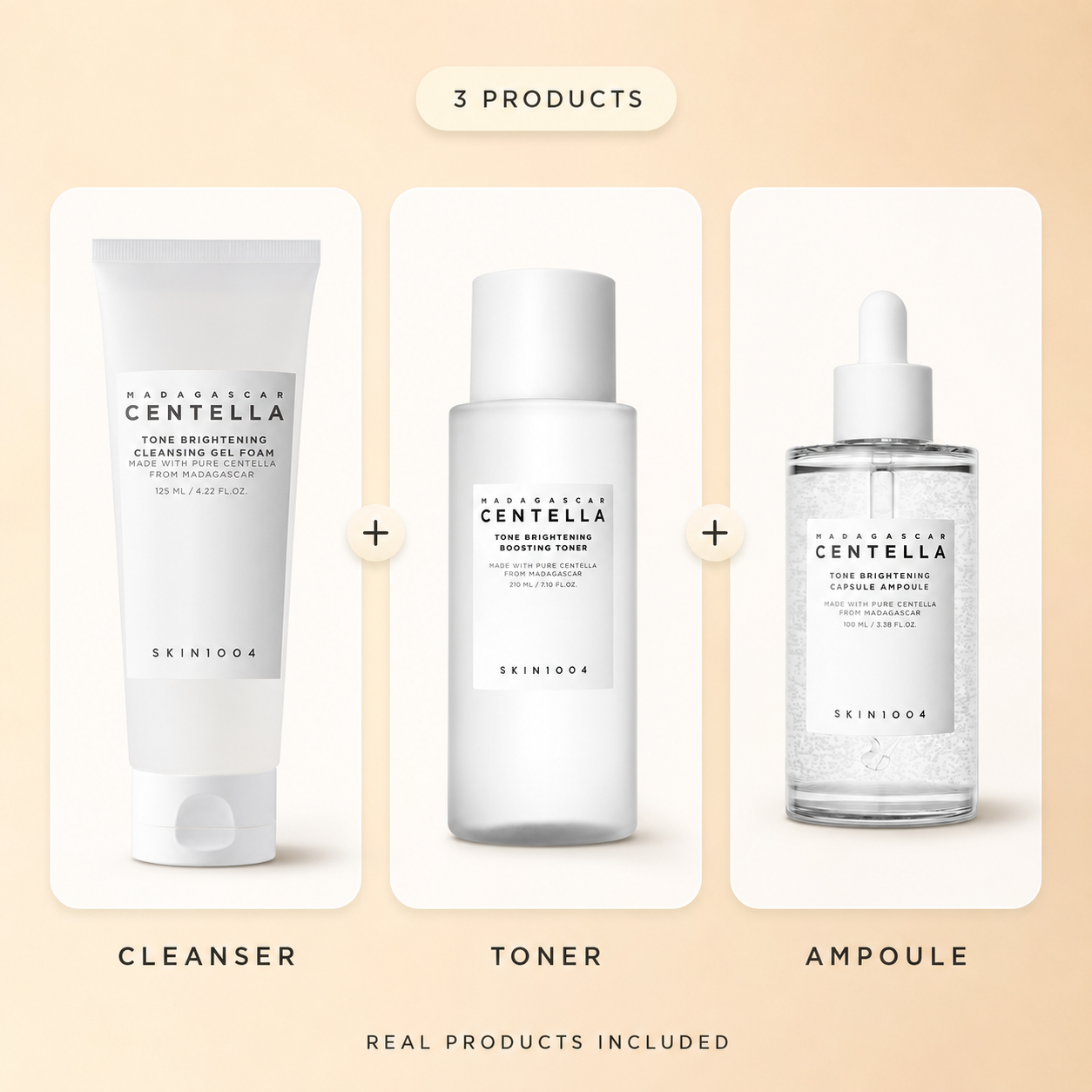 SKIN1004 Tone Brightening Routine with cleanser, toner and ampoule